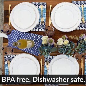 Vietri Lastra White Melamine Dinner Plate Set of 4